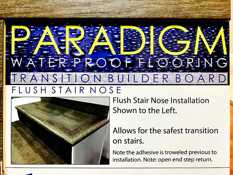 Paradigm Water Proof Flooring Transition Builder Board Flush Stair Nose